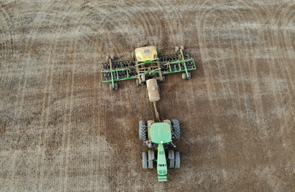 Aerial tractor in field